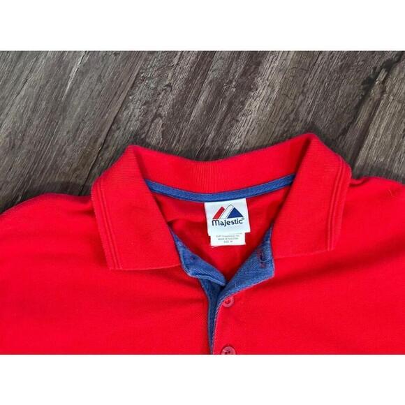 Majestic Men’s Philadelphia Phillies Short Sleeve Polo Shirt Red/Navy/White Sz M - Picture 8 of 9